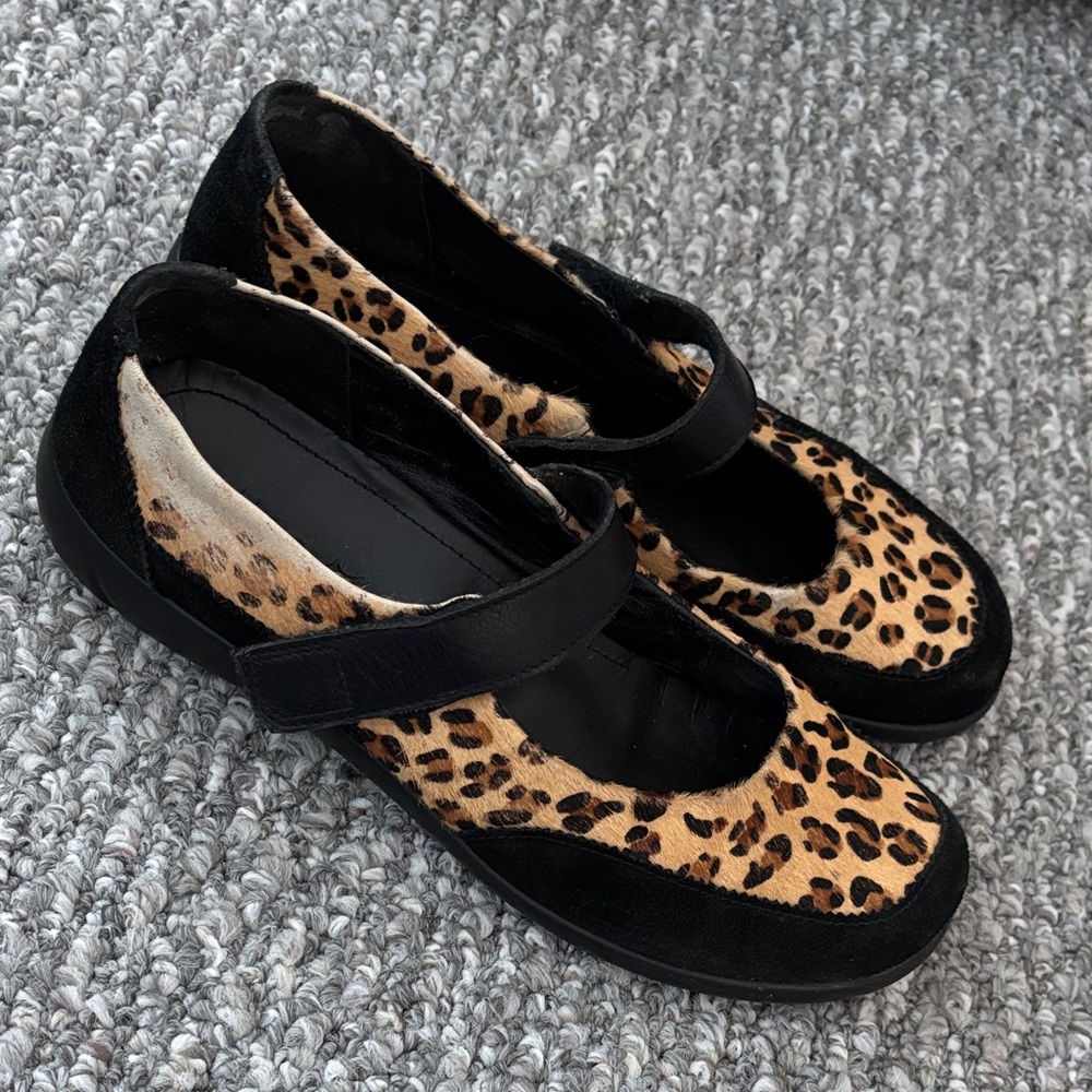 Hotter Leopard Print Mary Jane Flats